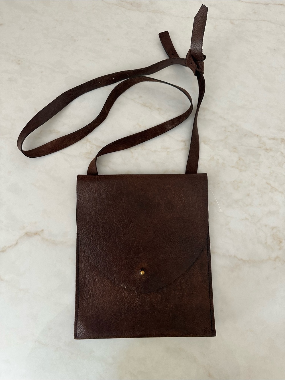 Vintage Dark Brown Leather Crossbody bag 34803